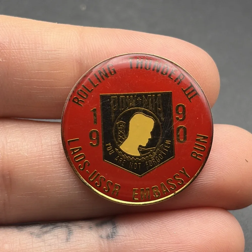Rolling Thunder III Laos-USSR Embassy Run POW‎ MIA Lapel Hat Pin